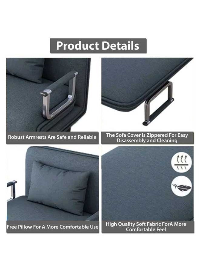 HQ-GAMING Convertible Sofa Bed, Folding Sofa Bed 3-in-1 Foldable Lounge Couch for Living Room Linen Fabric Armchairs Upholstered Lazy Bed, for Nursery Living Room Office (Grey)  - Image 5