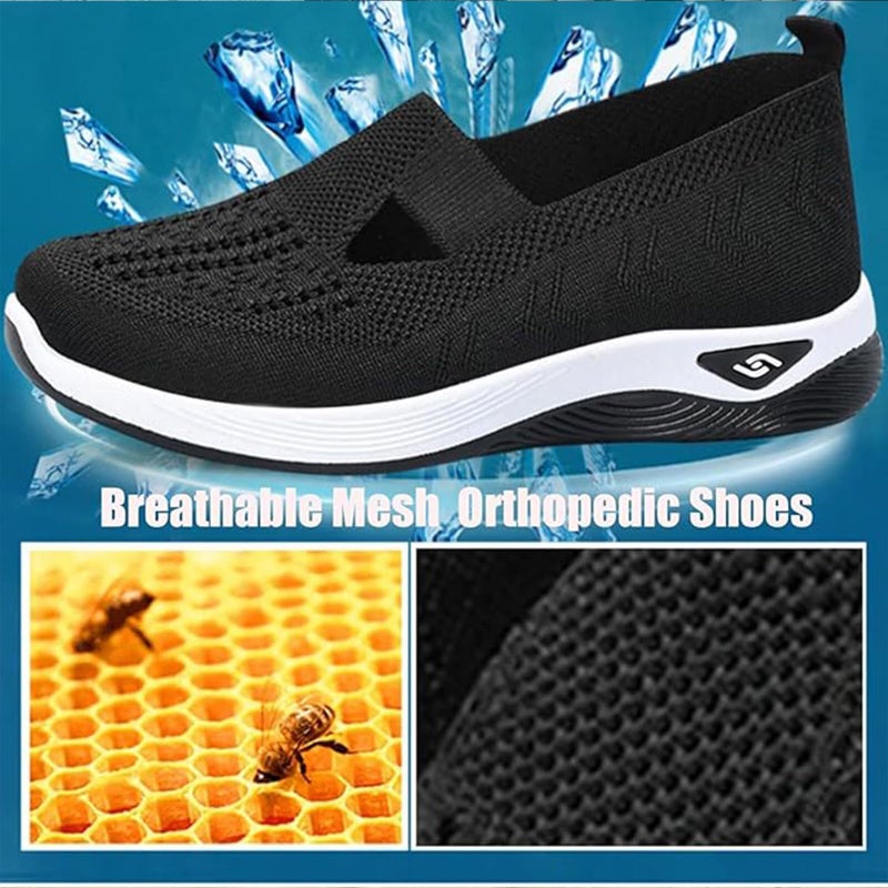 Wang Damai Women's Orthopedic Walking Shoes,Woven Breathable Orthowalkway Womens Sneakers,Lightweight Non-Slip Arch Support Slip on Shoes Brown 39 - Image 4