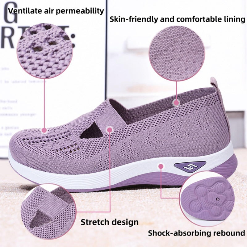 Wang Damai Women's Orthopedic Walking Shoes,Woven Breathable Orthowalkway Womens Sneakers,Lightweight Non-Slip Arch Support Slip on Shoes Brown 39 - Image 5