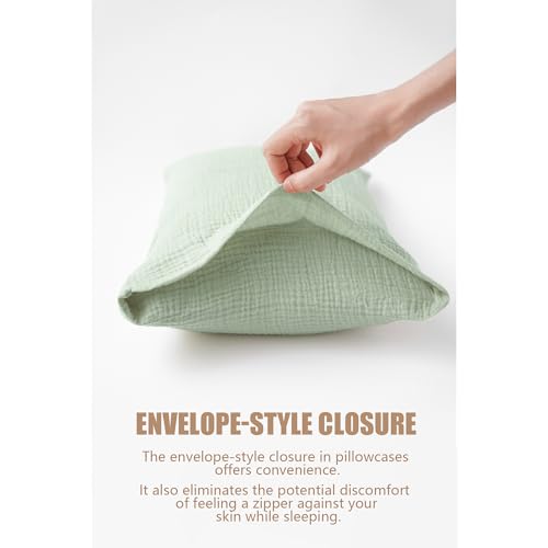 Konssy Muslin Toddler Pillowcase for 13x18 Pillow 2 Pack, 100% Cotton Toddler Pillow Case Cover, Soft & Breathable Travel Babay Kids Pillow Covers with Envelope Closure（Dino Jungle,Sage Dino） - Image 2