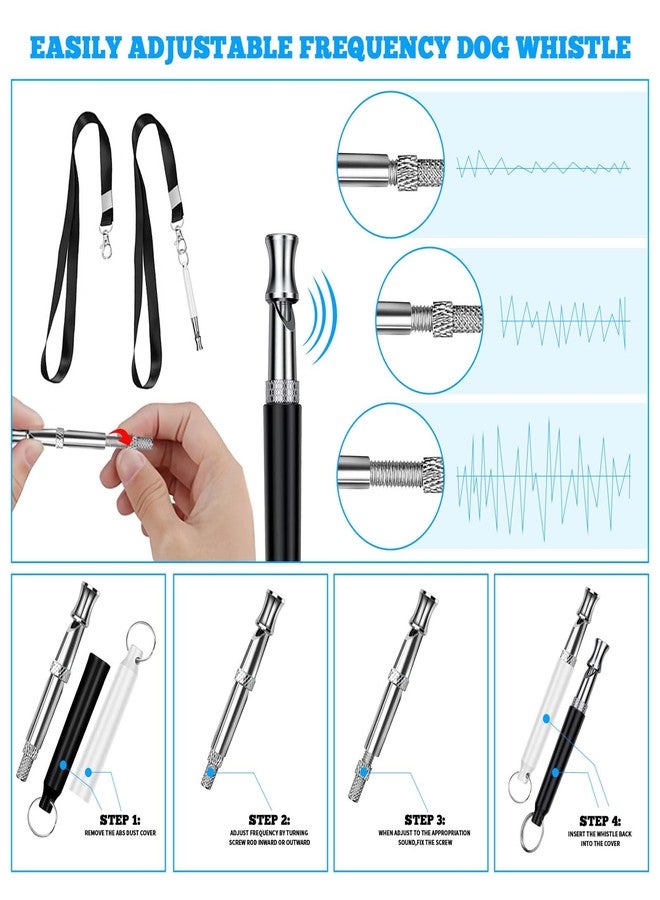 BADAO 2 PCS Dog Whistles,Professional Recall Dog Training Whistle with Lanyard,Adjustable Ultrasonic Silent Dog Recall Whistles,Dog Whistle to Stop Barking Neighbors Dog,Dog Barking Stopper (Black+White) - Image 4