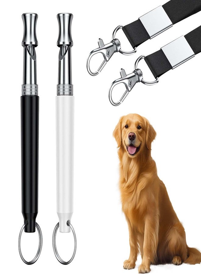 BADAO 2 PCS Dog Whistles,Professional Recall Dog Training Whistle with Lanyard,Adjustable Ultrasonic Silent Dog Recall Whistles,Dog Whistle to Stop Barking Neighbors Dog,Dog Barking Stopper (Black+White) - Image 1