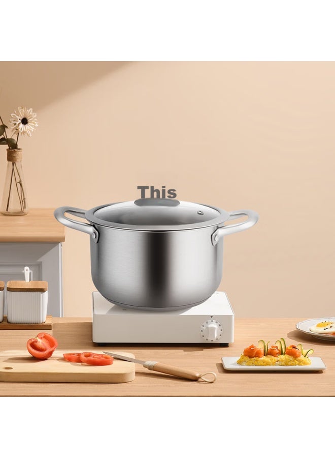 Guofeng 304 Stainless Steel Double Boiler With Steamer Insert, 22cm Soup Pot For Steaming, Cooking, And Stewing, Multi-purpose, Heat-resistant Handle, Suitable For Gas And Induction Cooktops - Image 2