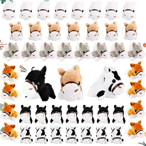 Flahard 48 Pcs 32 Inch Mini Stuffed Horse Animals Toys Plush Horse Animals Horse Party Favors Small Stuffed Horse Keychain for Farm Party Goodie Bag Fillers 6 Colors - Image 1