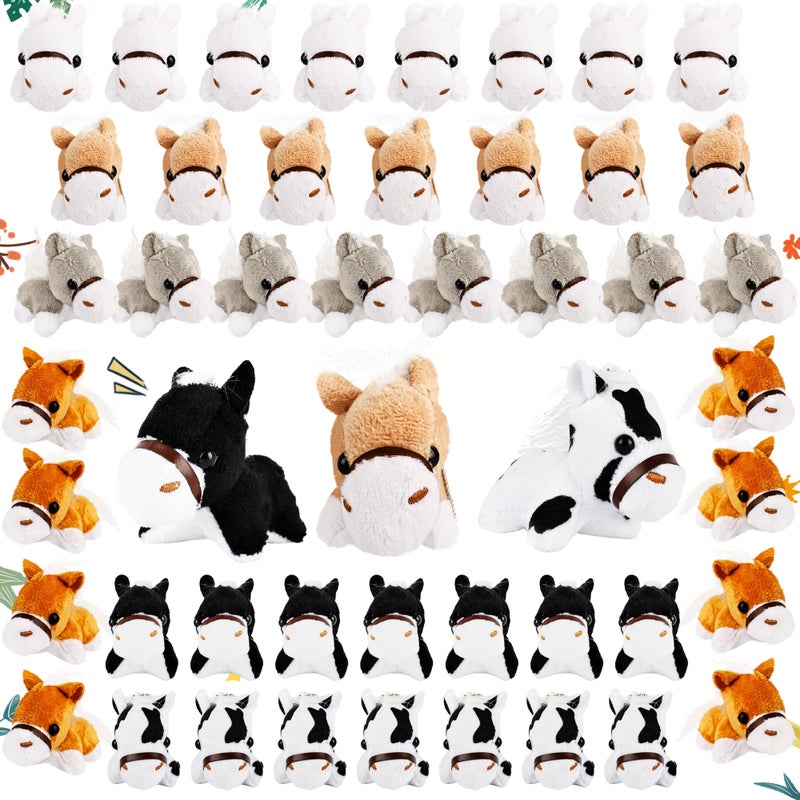 Flahard 48 Pcs 32 Inch Mini Stuffed Horse Animals Toys Plush Horse Animals Horse Party Favors Small Stuffed Horse Keychain for Farm Party Goodie Bag Fillers 6 Colors - Image 3
