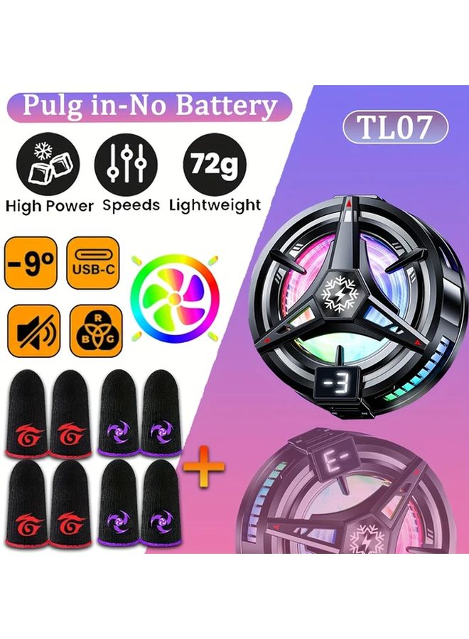 مبرد الهاتف Cool Phone Cooler TL07 باللون الأسود بدون بطارية، مروحة صامتة تبريد سريع للألعاب المحمولة - Image 1