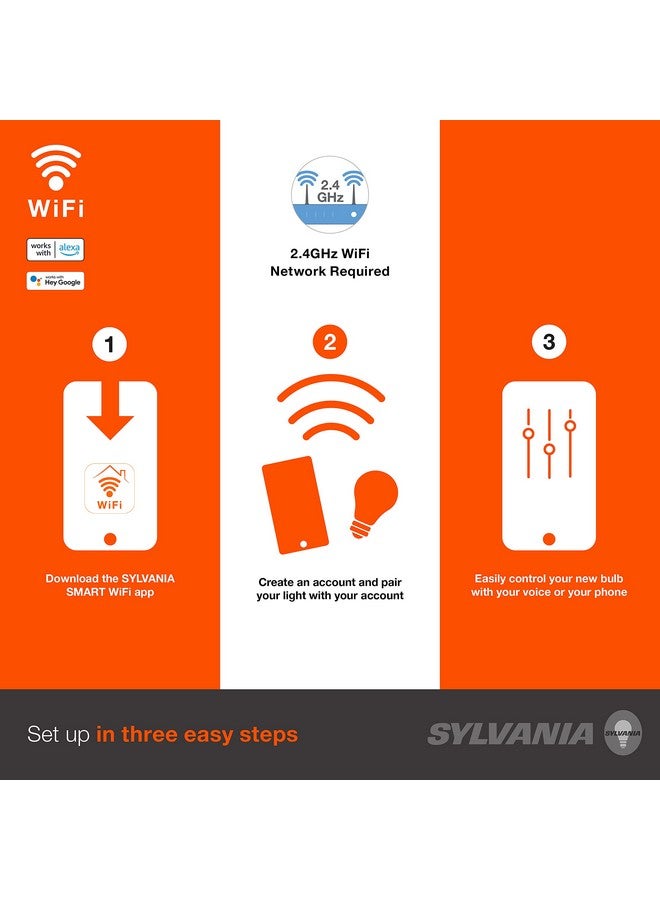 LEDVANCE SYLVANIA Wifi LED Smart Light Bulb, 65W Equivalent Full Color and Tunable White BR30, Dimmable, Compatible with Alexa and Google Home Only - 4 Count (Pack of 1) (75688)  - Image 2