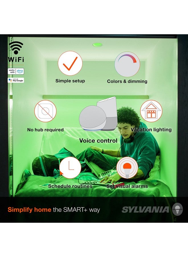 LEDVANCE SYLVANIA Wifi LED Smart Light Bulb, 65W Equivalent Full Color and Tunable White BR30, Dimmable, Compatible with Alexa and Google Home Only - 4 Count (Pack of 1) (75688)  - Image 3