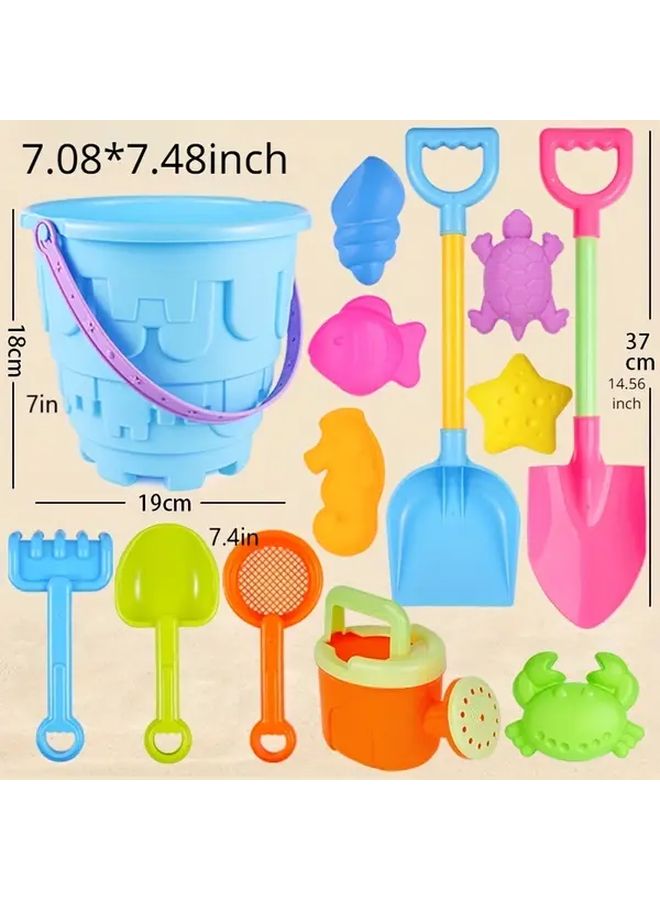 Pink 13 Pcs Beach Toys Set Large Shovel Bucket Water Sand Play Tools For Kids - Image 4