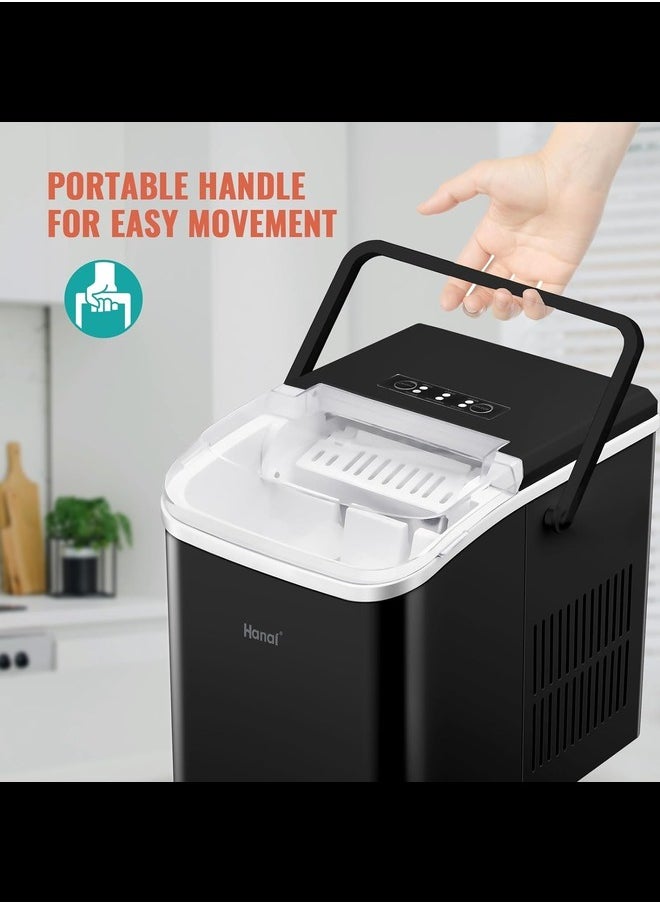 Ice Makers Countertop, Self-Cleaning Function, 26Lbs/ 8Mins/ 24Hrs 2 Size Ice, Portable Ice Cube Maker Machine with Ice Scoop & Basket