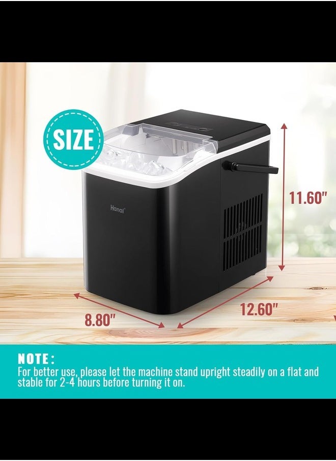 Ice Makers Countertop, Self-Cleaning Function, 26Lbs/ 8Mins/ 24Hrs 2 Size Ice, Portable Ice Cube Maker Machine with Ice Scoop & Basket