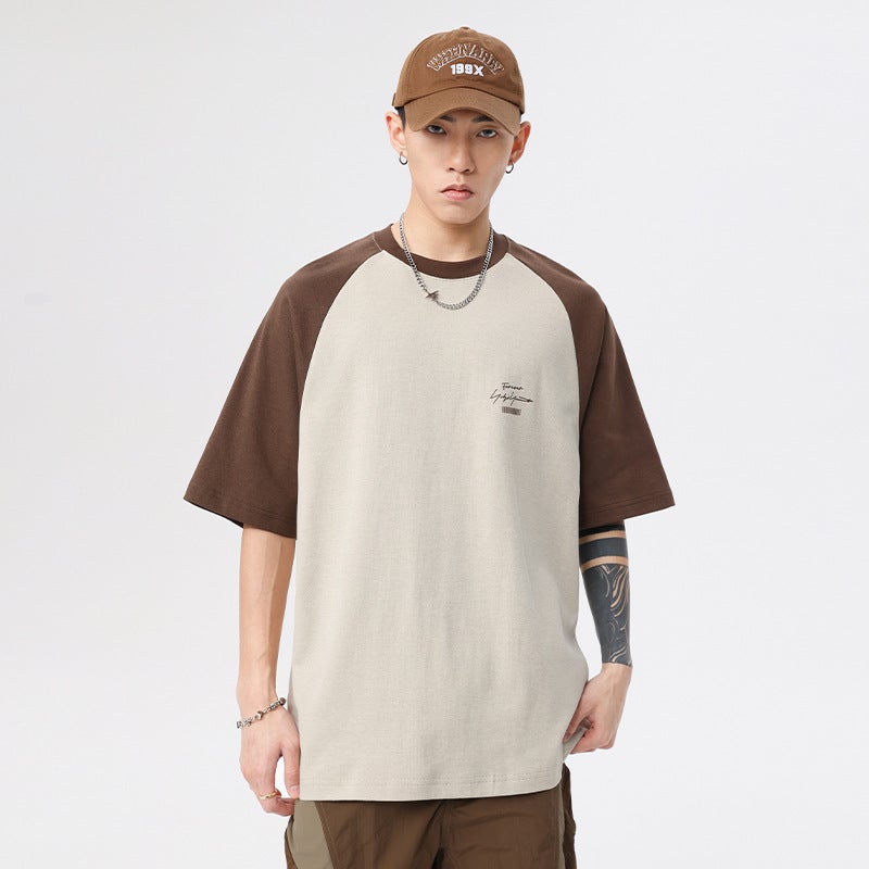 Japanese Style Retro Short-Sleeved T-Shirt Boys Fashionable Raglan Sleeve Half-Sleeve Base Shirt Loose Round Neck Top - Image 4
