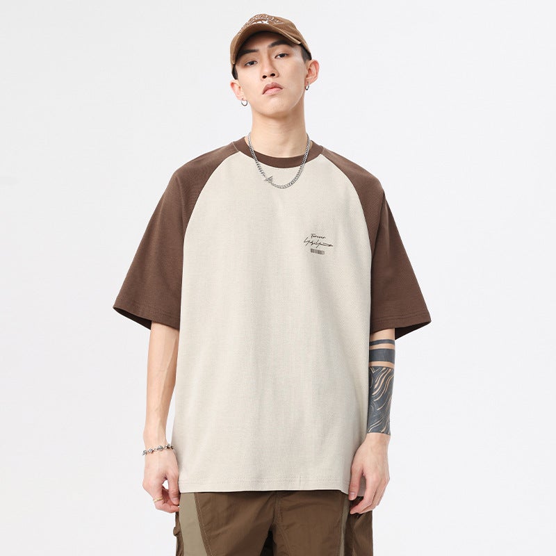 Japanese Style Retro Short-Sleeved T-Shirt Boys Fashionable Raglan Sleeve Half-Sleeve Base Shirt Loose Round Neck Top - Image 3