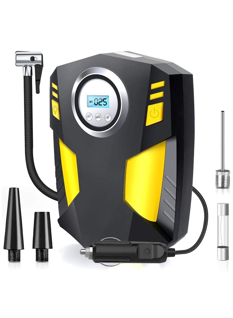 نفخ الإطارات الرقمية 12 فولت ، مضخة إطارات ضاغط الهواء المحمولة 150psi مضخة إطارات إطارية سريعة مع تدفق الهواء 30L/دقيقة ، 3 محاور فوهة وضوء LED الرقمي - Image 1