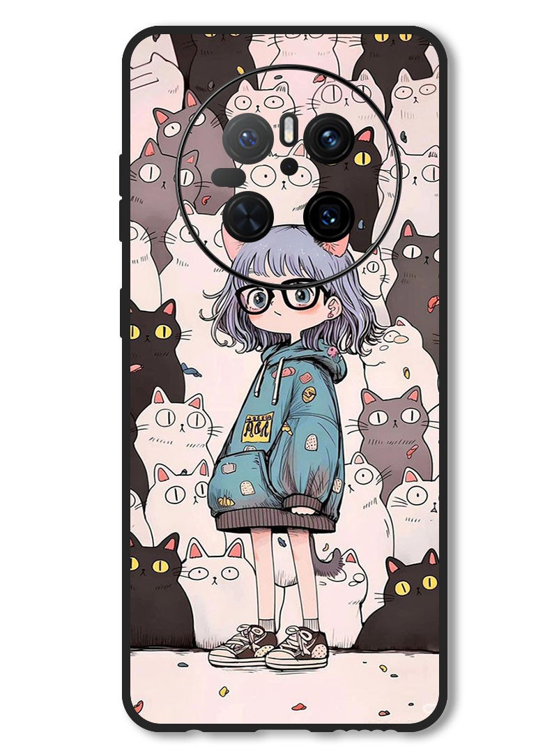 Theodor Case Compatible with Huawei Mate 70 Protection Shockproof Bumper Cover Cats & Girl - Image 1