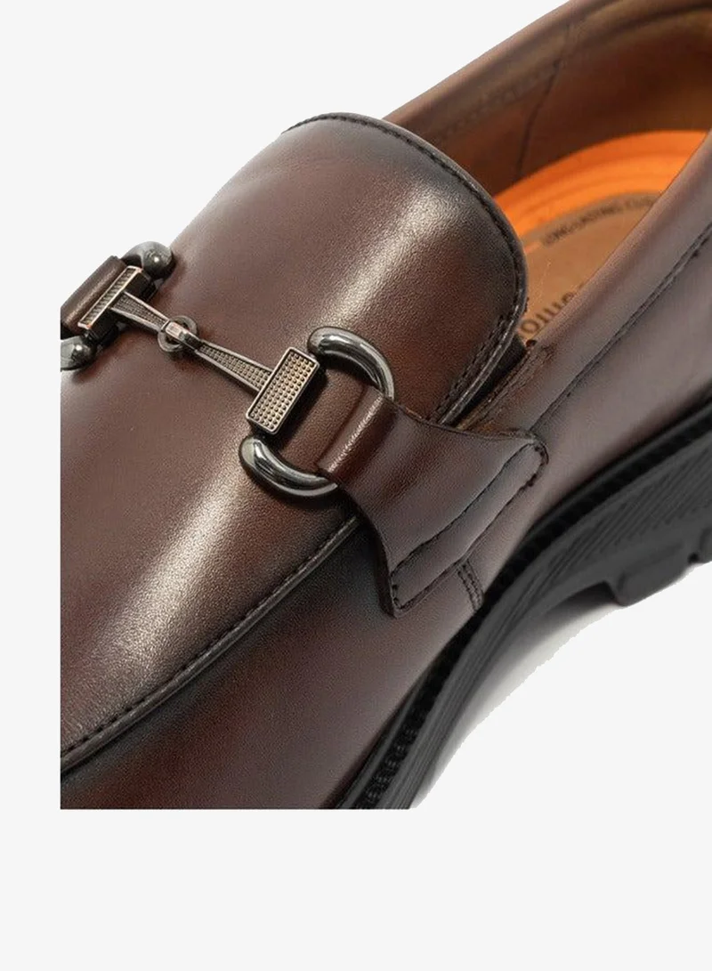 Le Confort BROWN Solid Metal Accent Loafers for Men | Best Price UAE