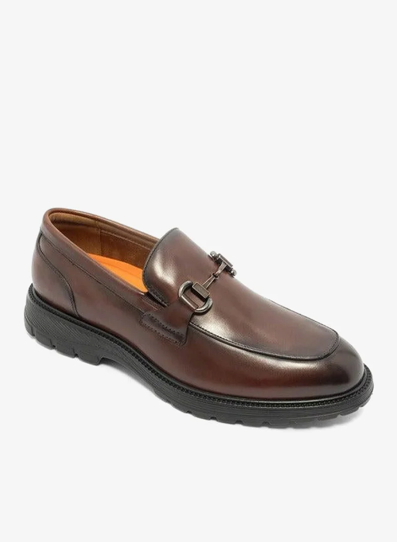 Le Confort BROWN Solid Metal Accent Loafers for Men | Best Price UAE