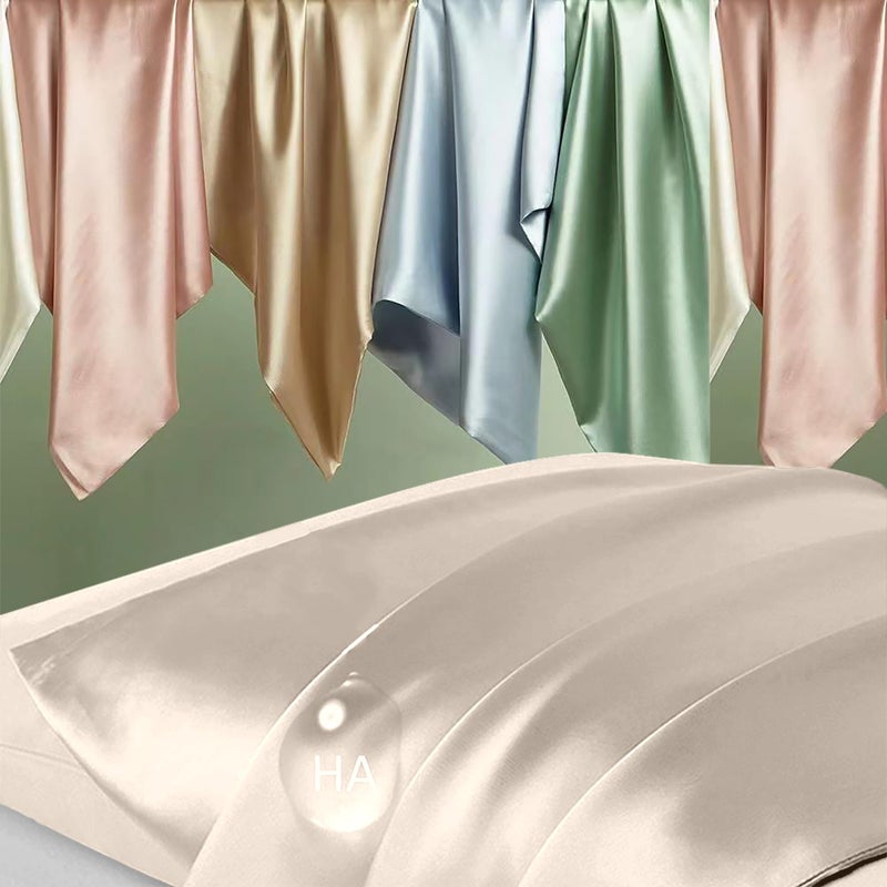 DKBslik Silk Pillowcase 2 Pack  Natural Mulberry Silk Pillow Case  Anti Acne Silk Pillowcase for Hair and Skin  King Size Silk Satin Pillowcase Set of 2 with Hidden Zipper  Gifts for Women Men  Beige - Image 2