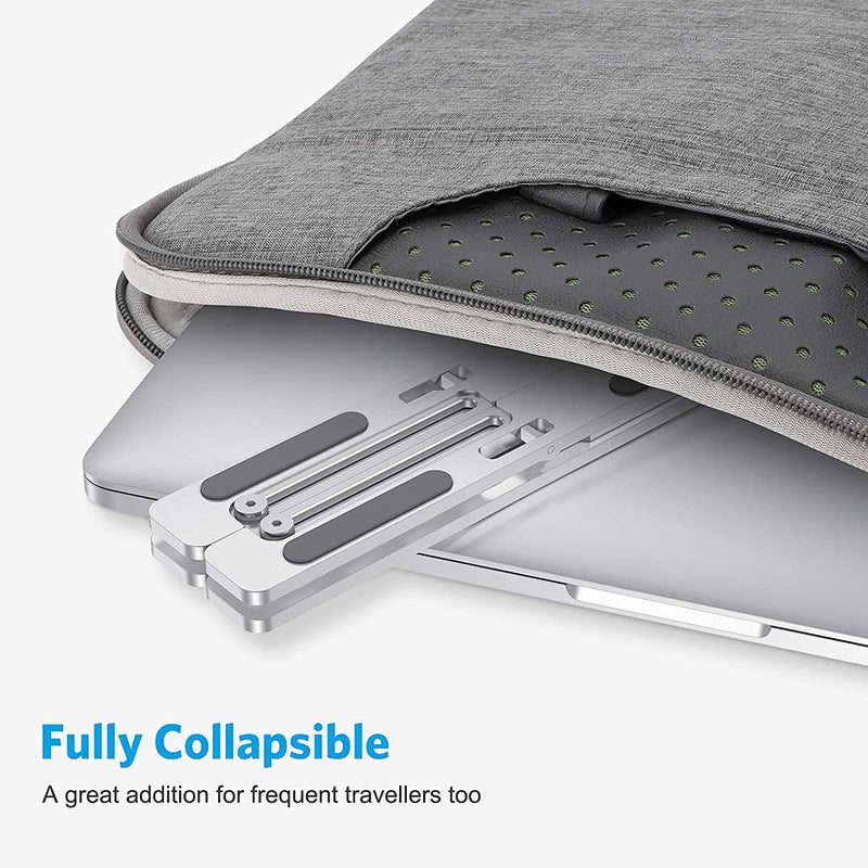 MESHIV Laptop Stand HeightAdjustable Foldable Portable Ventilated Fits Up to 156Inch Laptops Aluminium Alloy Silver Tabletop - Image 5