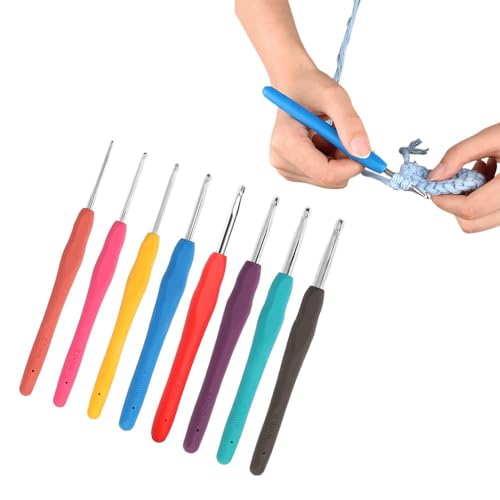 VERAT 8 Pcs Crochet Set/Crochet Hook/Knitting Accessories/Stitching Material/Tools for Tailoring/Needle and Thread Box/Ergonomic Crochet Hooks Set/Crochets for Arthritic Hands/Craft/Nice Gift for Women - Image 1