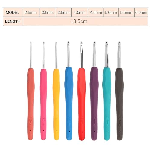 VERAT 8 Pcs Crochet Set/Crochet Hook/Knitting Accessories/Stitching Material/Tools for Tailoring/Needle and Thread Box/Ergonomic Crochet Hooks Set/Crochets for Arthritic Hands/Craft/Nice Gift for Women - Image 2