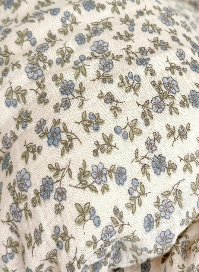 BuLuTu 2 Layers Muslin Cotton Toddler Pillowcase, 1 pc, 14"x20", Shabby Chic Blue Floral Print Pillow Cases for Kids Girls Boys Pillow Covers Soft Breathable, Envelope Closure - Image 3