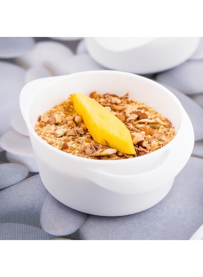 Restaurantware 3 Ounce Mini Serving Dishes, 100 Disposable Mini Appetizer Dishes - Built-In Handles, Rectangle, White Plastic Mini Casserole Dishes, Serve Snacks or Desserts - Image 3