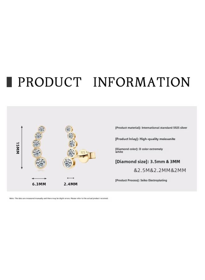 Special Personalized Smile Arc Stud Earrings Diamond 925 Sterling Silver Light Luxury Niche Earrings