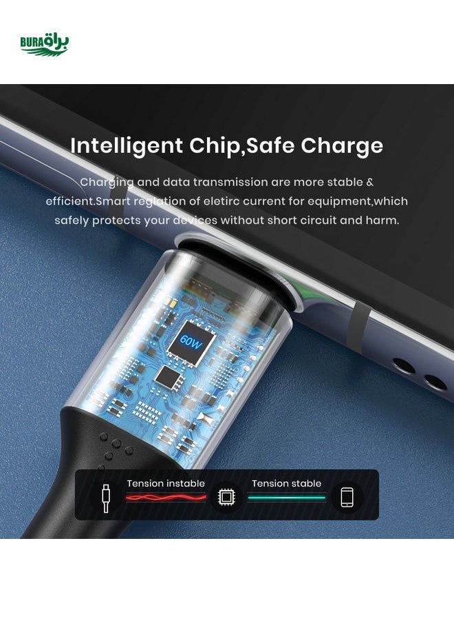 BURAQ - Topk Ad10 C To C 60w Pd Fast Charging & Data Transfer Cable,multi-functional Usb To Type-c Adapter Charging Cable For Mobile Phones - Image 1