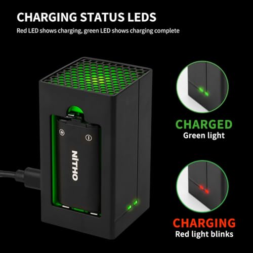 NiTHO Controller Battery Pack and Charging Dock, Compatible with Xbox Series X|S, Xbox One/One X/One S Elite, Includes 2 Rechargeable Batteries and USB-C Cable - Image 5
