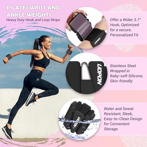 UOPON Wrist Ankle Weights for Women Soft Silicone Wrist Weights Set of 2 for Walking Pilates Yoga Barre Strength Training Weighted Bangles with Secure NonSlip Fit for Arm Leg Workouts 2 lb - Image 3