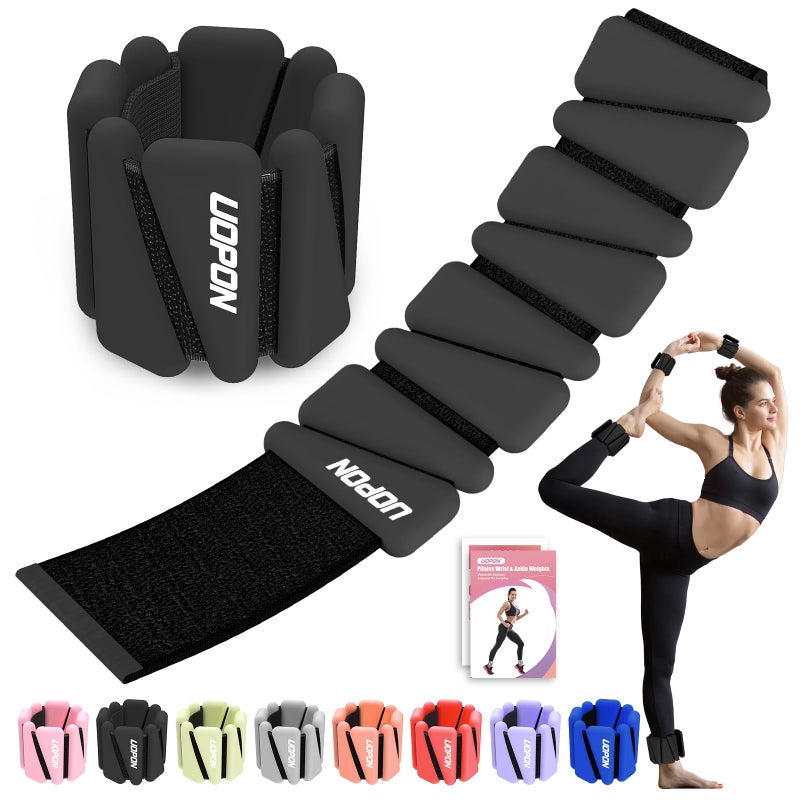 UOPON Wrist Ankle Weights for Women Soft Silicone Wrist Weights Set of 2 for Walking Pilates Yoga Barre Strength Training Weighted Bangles with Secure NonSlip Fit for Arm Leg Workouts 2 lb - Image 2