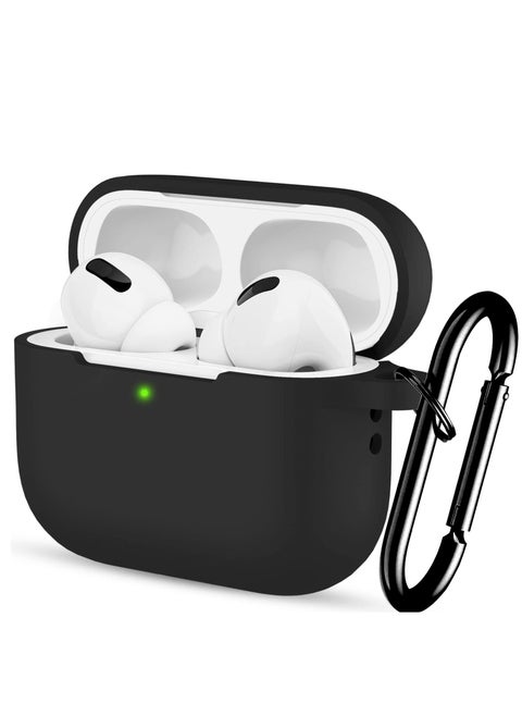 AirPods Pro 2 Case Cover for Women and Men, Soft Silicone Protective Case for Airpods Pro 2 Generation 2023 2022 and AirPods Pro 1st 2019 with Keychain Front LED Visible Black