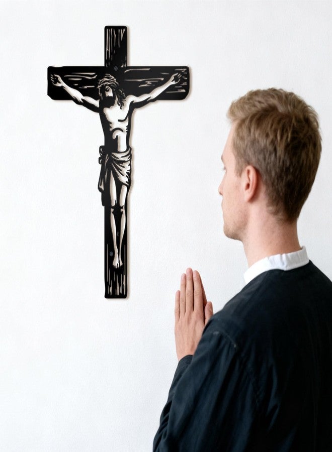 KOYILTD Metal Cross Wall Decor Black Metal Jesus Cross Wall Sculpture Christian Wall Art for Home Church Decoration Christian Gifts for Women Mother's Day Gift (Loyal) - Image 5