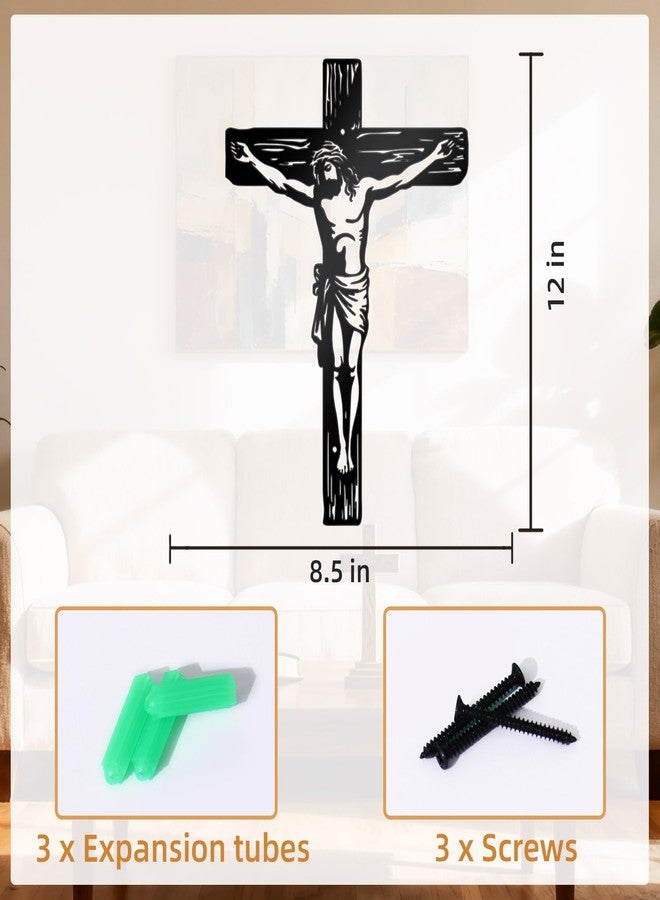 KOYILTD Metal Cross Wall Decor Black Metal Jesus Cross Wall Sculpture Christian Wall Art for Home Church Decoration Christian Gifts for Women Mother's Day Gift (Loyal) - Image 3