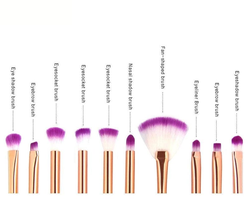 ZIPRON 10Piece Mermaid Makeup Brush Set Soft Nylon Bristle Beauty Brushes Kit with Fish Design for Foundation Blush Concealer Blending Lash Grooming - Image 4