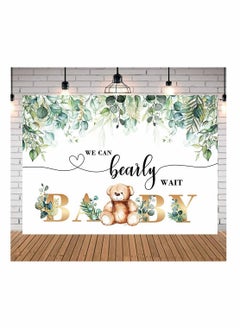 Generic Bear Baby Shower Backdrop We Can Bearly Wait Photography Background Eucalyptus Leaves Watercolor Floral Cake Table Decoration Birthday Party Background  - Image 4