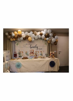 Generic Bear Baby Shower Backdrop We Can Bearly Wait Photography Background Eucalyptus Leaves Watercolor Floral Cake Table Decoration Birthday Party Background  - Image 3