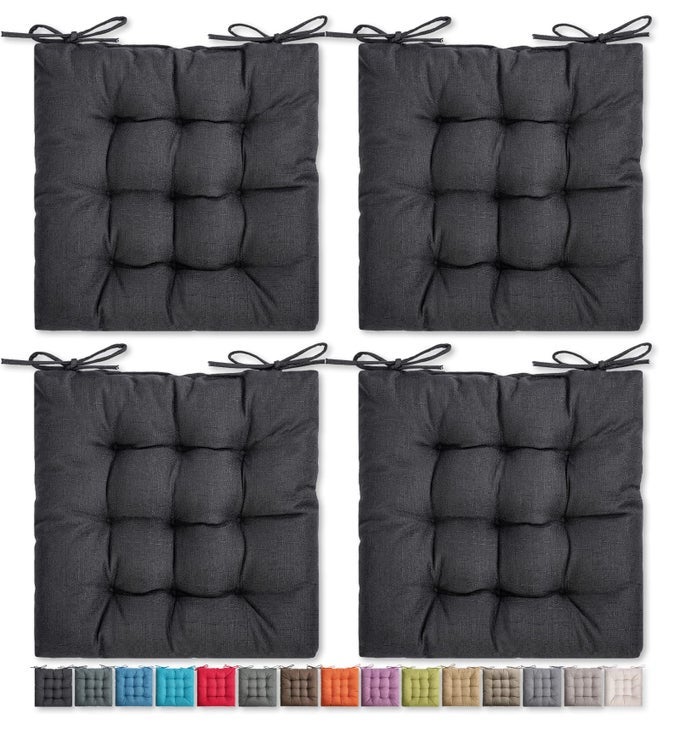 4 Pack Chair Cushions Seat Cushions Chair Pads Chair Mat for Indoor Outdoor Dining Chair Kitchen Chairs Dining Room Chairs 16 16 4 Pack Black