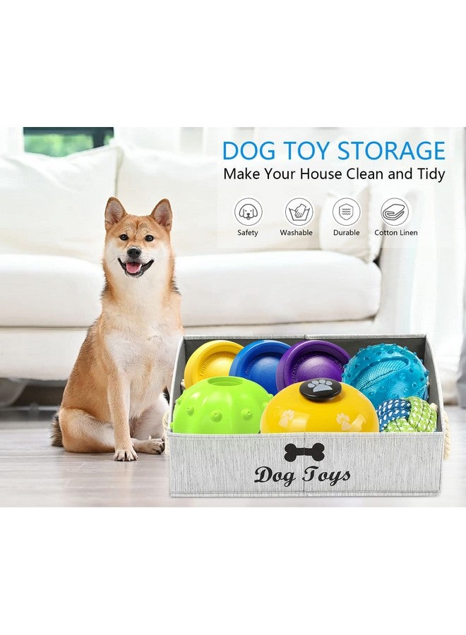 Morezi Large Dog Toy Bin Puppy Shallow Toy Baskets Dog Toy Storage Perfect For Living Room Playroom Closet Home Organization  Grey - Image 2