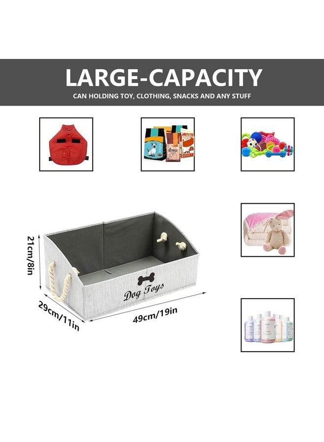 Morezi Large Dog Toy Bin Puppy Shallow Toy Baskets Dog Toy Storage Perfect For Living Room Playroom Closet Home Organization  Grey - Image 3