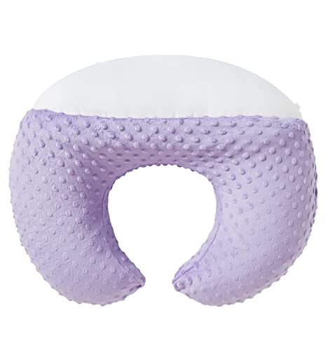 DONOMILO Nursing Pillow and Positioner Breastfeeding and Bottle Feeding Propping Baby Tummy Time Sitting Support for Baby Boy Girl with Removable Dots Cover Lavender