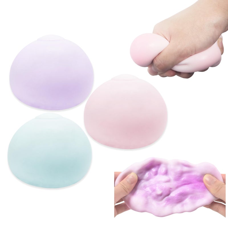 Chicooan 3 Pack Squishy Toys Stress Balls Sand Squishy Balls ASMR Toys with Air Pumps Smoothie Balls for Stress Relief Squeeze Fidget Toys for Party Favors - Image 3