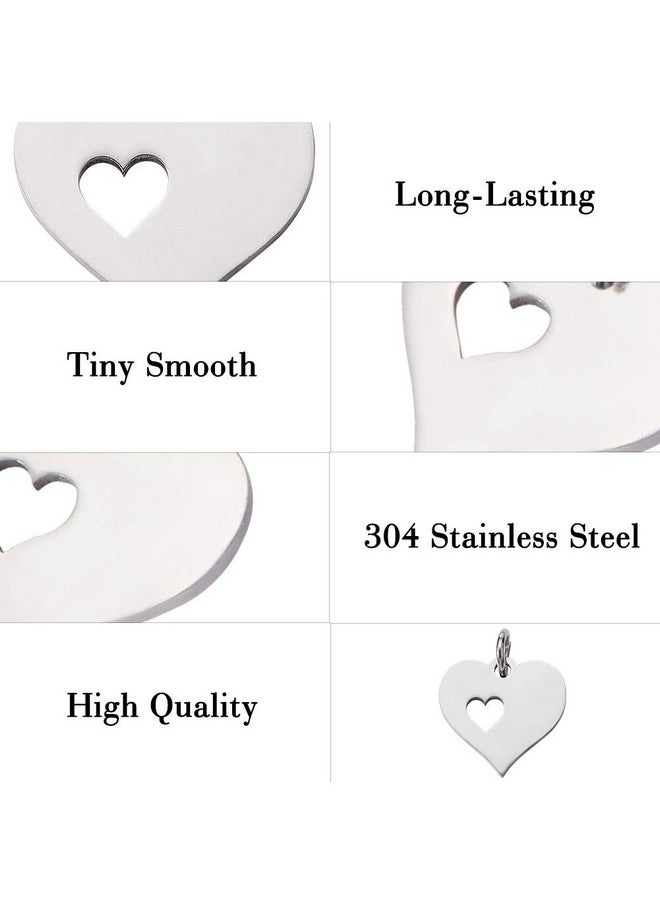 DanLingJewelry - 5 Pcs 304 Stainless Steel Love Heart With Sweet Heart Charms Pendants For Diy Jewelry Making Valentines Gifts 12X12.5Mm - Image 1