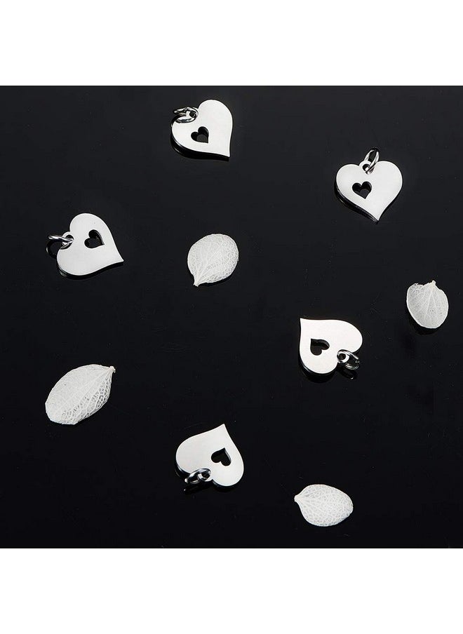 DanLingJewelry - 5 Pcs 304 Stainless Steel Love Heart With Sweet Heart Charms Pendants For Diy Jewelry Making Valentines Gifts 12X12.5Mm - Image 1