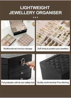 HomarKet 3-Layer PU Leather Jewellery Storage Box Makeup Cosmetic Case Lightweight Multifunction Jewelry Case for Women  - Image 3