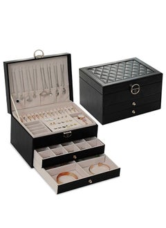 HomarKet 3-Layer PU Leather Jewellery Storage Box Makeup Cosmetic Case Lightweight Multifunction Jewelry Case for Women  - Image 4