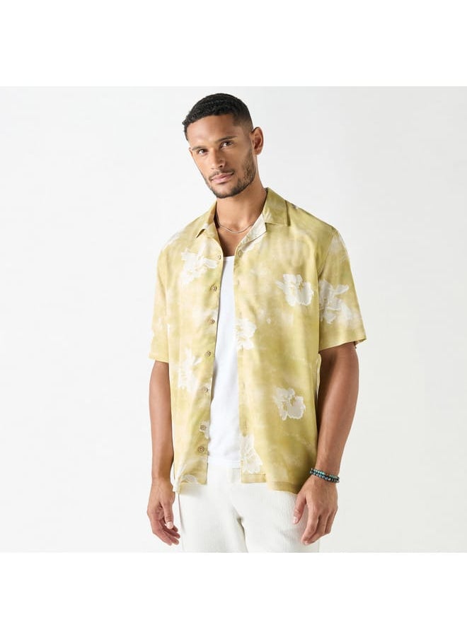 Iconic Iconic All-Over Print Shirt with Camp Collar and Short Sleeves  - Image 1