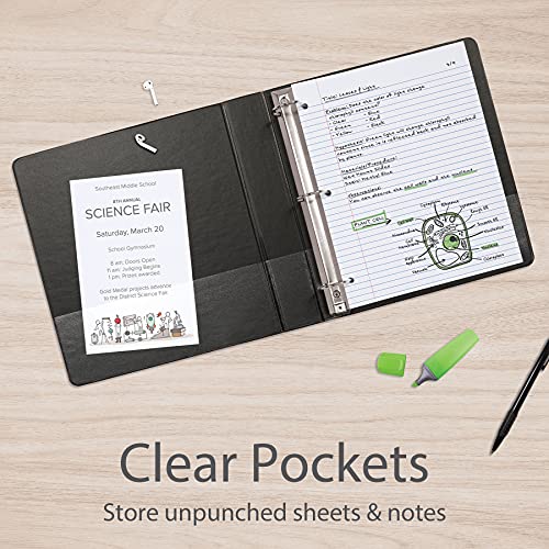 Oxford 3 Ring Binders, 1 inch ONE-Touch Easy Open D Rings, Durable Binders for School and Office, ClearVue, Xtralife Hinge, Non-Stick, PVC-Free, Black, Holds 250 Sheets, 4 PK (79903) - Image 4