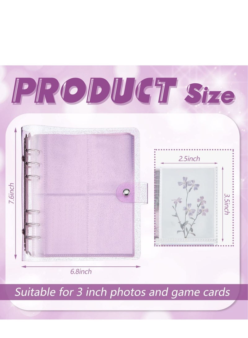 Captaintech 3 Pcs Portable Kpop Photo Card Holder Book, 600 Pockets Photo Card Holder 3 inch Photo 6 Ring Shiny Transparent Photo Card Flipchart Photo for Photo Album Business Card Postcard Photo Storage - Image 5